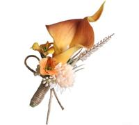 Springwillfly Calla Lily Corsage In Wine Red Orange Rose Red Red Purple For Wedding Boutonniere Formal Party Celebration PE Material(Orange)