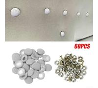 Springwillfly Car Roof Liner Repair Kit 60 Sets Checkered Grey Snap Buttons With Installation Screws For Vehicle Interior Ceiling Fix