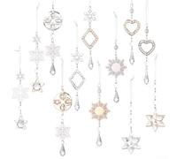 Springwillfly Christmas Acrylic Icicle Ornaments 12 Pcs Clear Pieces With Snowflake, Star, And Heart Patterns To Enhance Winter Holiday Decorations