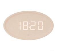 Springwillfly Contemporary Oval Wall Clock With LED Display, USB Powered Digital Clock For Home Office, Auto Brightness, Easy Time Setting, 12/24-Hour Format(white)