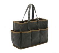 Springwillfly Everyday Waxed Canvas Tool Tote Bag With 10 External Pockets Designed For Gardeners And Technical Field Work(green)