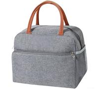 Springwillfly Four Layer Insulated Lunch Bag Featuring Oxford Cloth Exterior And Aluminum Foiling To Maintain Food Temperature For Up To 4 Hours(Gray)