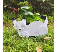 Springwillfly Indoor And Outdoor Siamese Cat Plant Pot, Resinboard Decorative Flower For Small Plants, Unique Garden Decor For Home, Office, Balcony, Or Patio(White Cat 2)
