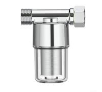 Springwillfly Inline Brass Sediment Water Filter with Stainless Mesh Cartridge for Garden Hose, Washing Machine, Heater, RV - 1/2 NPT and 3/4 GHT Fittings(Electroplating)
