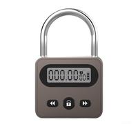 Springwillfly Metal Electronic Timer Lock USB Rechargeable Digital Security Padlock with LCD Display Auto Function Time Management Lock(Brown)
