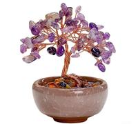 Springwillfly Natural For CRYSTAL Amethyst Money Tree Handmade Ornament For Desk Or Table Use In Modern And Traditional Interiors(Purple)