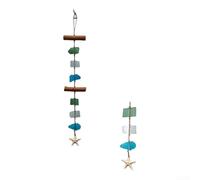 Springwillfly Natural Material Wind Chime With Sea Glass Driftwood Base And Collected Shells For Boho Garden Or Entryway Decor(A)