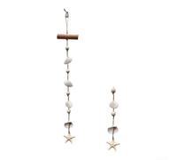 Springwillfly Natural Material Wind Chime With Sea Glass Driftwood Base And Collected Shells For Boho Garden Or Entryway Decor(C)