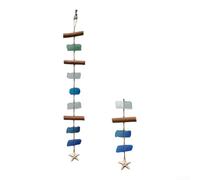 Springwillfly Natural Material Wind Chime With Sea Glass Driftwood Base And Collected Shells For Boho Garden Or Entryway Decor(B)