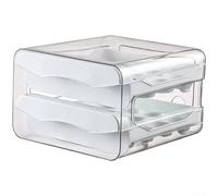 Springwillfly Refrigerator Egg Carton With Double Layer Structure 32 Grids Drawer Style Retrieval Stackable Build PET Material For Long Term Use(White)