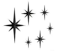 Springwillfly Set of 6 Retro 3D Star Wall Sculptures Modern Plastic Stars in Silver Black Gold for Festive Home Decoration(Is black)