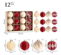 Springwillfly Velvet Christmas Tree Ornaments 12PCS Flocked Balls With Metal Buckles For Hanging On Various For Holiday Surfaces(Red and White)