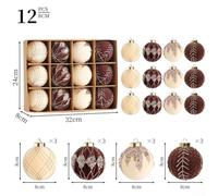 Springwillfly Velvet Christmas Tree Ornaments 12PCS Flocked Balls With Metal Buckles For Hanging On Various For Holiday Surfaces(Brown and White)