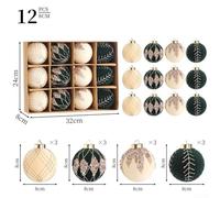 Springwillfly Velvet Christmas Tree Ornaments 12PCS Flocked Balls With Metal Buckles For Hanging On Various For Holiday Surfaces(Green and White)