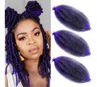 Springy Afro Hair Pre-Fluffed Marley Twist Braiding for 1B-Purple Spring Style - 16 Inch (Pack of 3)
