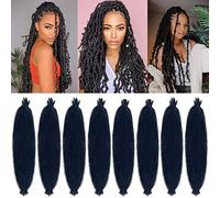 Springy Afro Twist Hair 24 Inch 8 Packs 1B Marley Hair Pre-fluffed Spring Twist Hair Twisted Up Kinky Cuban Twist Crochet Pre-separated Braiding For Black Women (24inch,1b, 8packs)
