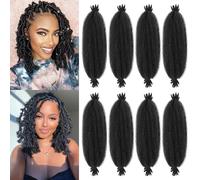 Springy Afro Twist Hair 8 Packs Marley Twist Braiding Hair 16 Inch Pre Curly Twist Hair for Soft Curls Afro Twist Hair for Women 1B#