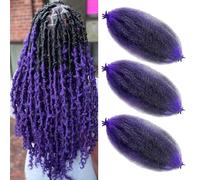 Springy Afro Twist Hair Pre Fluffed Marley Twist Braiding Hair Spring Twist Hair Wrapping Hair (1B-Purple, 24 inch(Pack of 3))