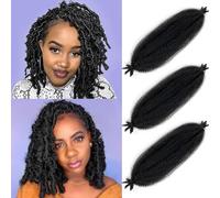 Springy Afro Twist Hair Pre-Separated Spring Twist for Faux Locs Marley Crochet Braiding Hair Extensions (1B#, 16 Inch (Pack of 3))