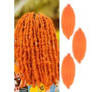 Springy Afro Twist Hair with Crochet Hook, 12 Inch Orange Pre Separated Marley Crochet Braiding Hair for Worn Soft Curls Synthetic Hair Extensions for Women 3 Packs