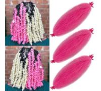 Springy Afro Twist Hair3Pcs Pre-Separated Kinky Marley Twist Braiding Hair Springy Twist for Distressed Faux Locs Synthetic Hair Extensions Cuban Twist Hair (pink, 16 inch three pack)