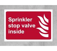 Sprinkler stop valve inside - 1mm flexible Plastic sign (300mm x 200mm)