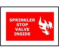 Sprinkler Stop Valve Inside | 20cm x 15cm | Red/White - Vinyl Sign for Fire Safety, Industrial Sites, Workplaces, and Emergency Procedures