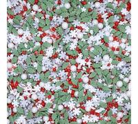 Sprinkles By Post. Christmas cupcake sprinkles mix (50g). Silver, red, white and green edible cake decorations for festive home baking. Holly & Berries themed party cookie toppers.