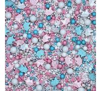 Sprinkles By Post. Unicorn cupcake sprinkles mix (50g). Pink, white, silver and turquoise edible Birthday cake decorations for home baking. Themed kids party cookie toppers.