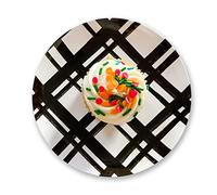 Melamine Plate Set of 4 - 6" Appetizer Plates | Reusable Outdoor Dinnerware for Entertaining | Modern Black Plaid Dish Set | Cute & Stylish Luggage Tags for Suitcases & Travel Accessories(Black Plaid)