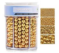 Sprinkles for Cake Decorating, 120g/ 4.2oz Gold Silver White and Black Pearl Sprinkles Mix for Cookie Baking Ice Cream Cupcake Topping (Gold)