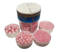 Sprinkles for Cake Decorating, 120g/ 4.2oz Gold Silver White and Black Pearl Sprinkles Mix for Cookie Baking Ice Cream Cupcake Topping (Pink)