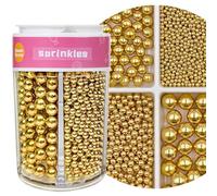 Sprinkles for Cake Decorating 4 Sizes, 7.8oz Gold Sprinkles for Baking Cake Cupcake Ice Cream Chocolate Cookie Decorating Celebrations Wedding Christmas