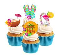 Sprinkles & Toppers Ltd Beach Party Mix Edible Stand Up Wafer Paper Cake Toppers (12 Pack)