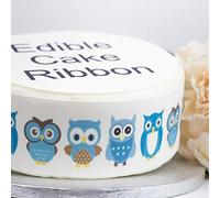 Sprinkles & Toppers Ltd Blue Owls Edible Icing Cake Ribbon / Side Strips