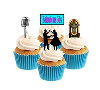 Sprinkles & Toppers Ltd Fabulous 50's Mix Edible Stand Up Wafer Paper Cake Toppers (12 Pack)