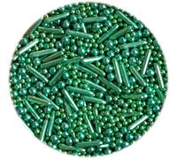 Sprinkles & Toppers Ltd Metallic Green Pearls & Rods Mix Sprinkles Cupcake / Cake Decorations 100g