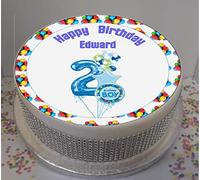 Sprinkles & Toppers Ltd Personalised 2nd Birthday Blue 8" Edible Icing Cake Topper (Please Leave Personalisation as Gift Message)