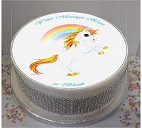 Sprinkles & Toppers Ltd Personalised Cute Unicorn & Rainbow 8" Edible Icing Cake Topper (Please Leave Personalisation as Gift Message)