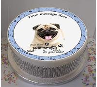 Sprinkles & Toppers Ltd Personalised Laughing Fawn Pug 8" Edible Icing Cake Topper (Please Leave Personalisation as Gift Message)