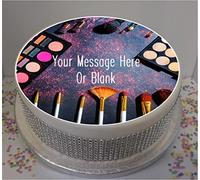 Sprinkles & Toppers Ltd Personalised Makeup Themed 8" Edible Icing disc Cake Topper (Please Leave Personalisation Details as Gift Message)