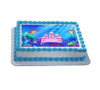 Sprinkles & Toppers Ltd Personalised Mermaid Castle A4 Edible Icing Cake Topper (Please Leave Personalisation as Gift Message)