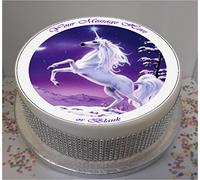 Sprinkles & Toppers Ltd Personalised Mystical Unicorn (Purple) 8" Edible Icing Cake Topper (Please Leave Personalisation as Gift Message)