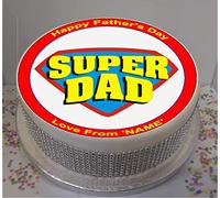 Sprinkles & Toppers Ltd Personalised Super Dad Father's Day 8" Edible Icing Cake Topper (Please Leave Personalisation as Gift Message)
