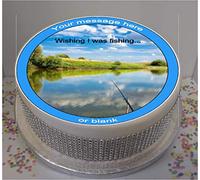 Sprinkles & Toppers Ltd Personalised Wishing I was Fishing 8" Edible Icing Cake Topper (Please Leave Personalisation as Gift Message)