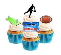 Sprinkles & Toppers Ltd Rugby Collection Edible Stand Up Wafer Paper Cake Toppers (12 Pack)