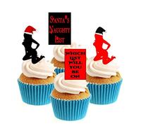 Sprinkles & Toppers Ltd Santa's Naughty List Collection Edible Stand Up Wafer Paper Cake Toppers (12 Pack)