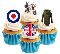 Sprinkles & Toppers Ltd We are The Mods Collection Edible Stand Up Wafer Paper Cake Toppers (12 Pack)