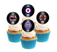 Sprinkles & Toppers Ltd We are The Mods Vinyl Collection Edible Stand Up Wafer Paper Cake Toppers (12 Pack)