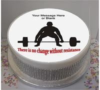 Sprinkles & Toppers Ltd Weightlifter Silhouette & Quote 8" Edible Icing Cake Topper (Please Leave Personalisation as Gift Message)